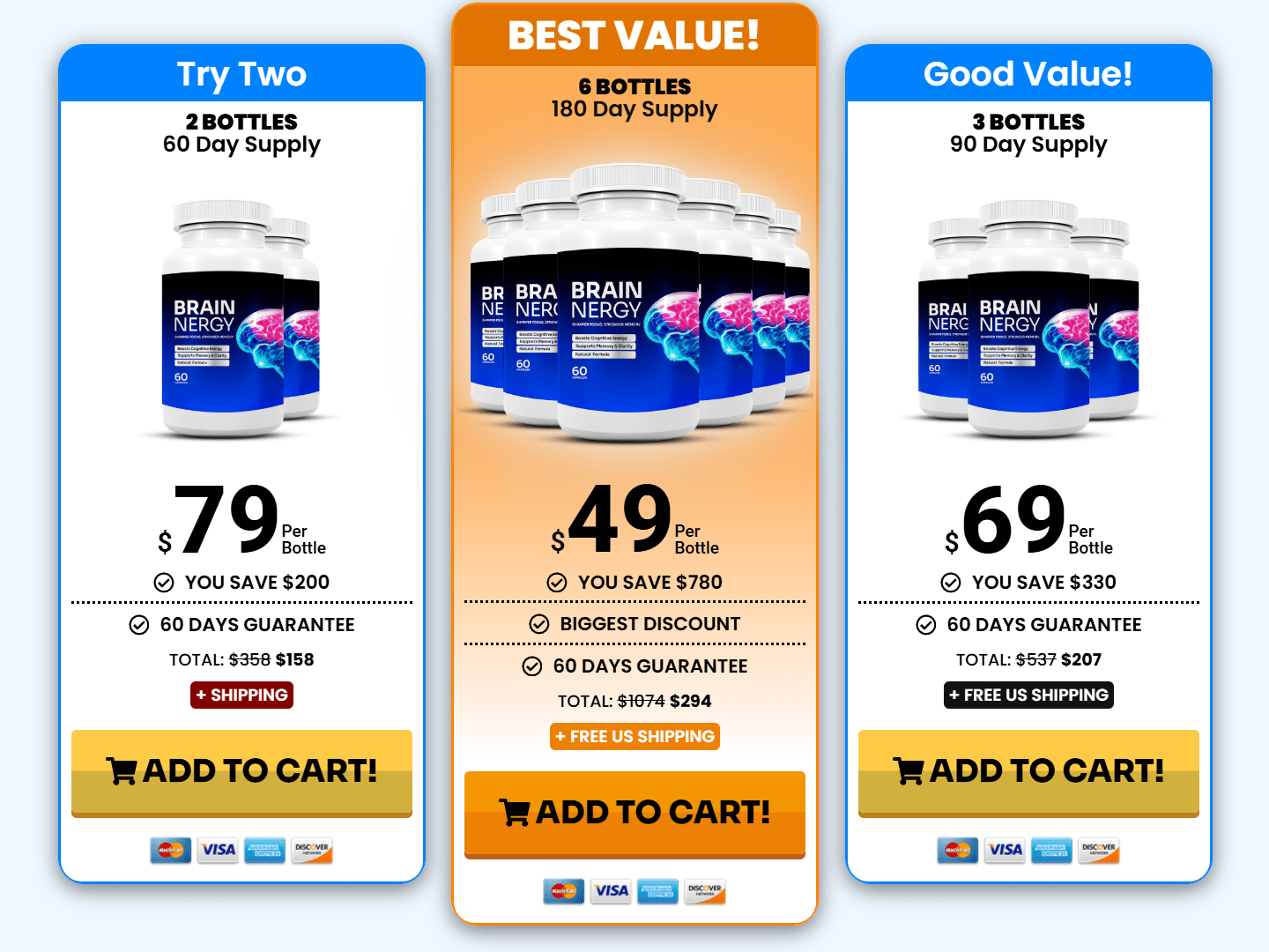 Brainergy price table